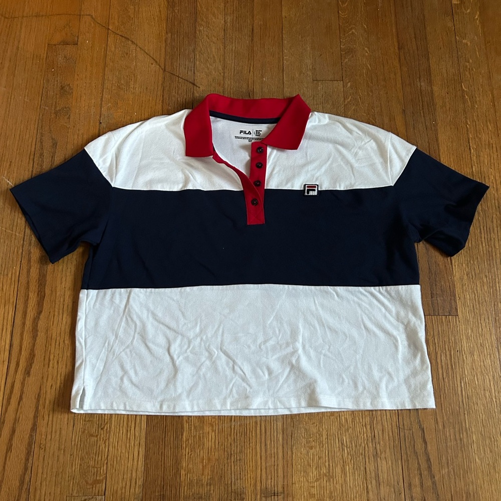 Fila Kids Polo Shirt in Navy, White, and Red